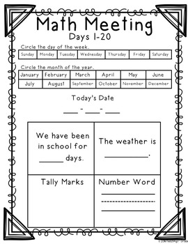 Daily Math Meeting- For Binders- Number of the Day- WHOLE YEAR | TpT