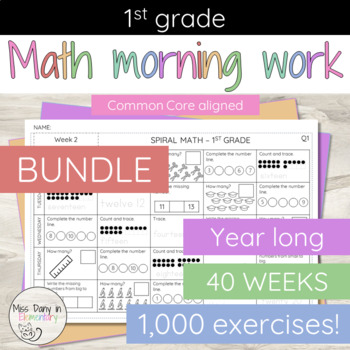 Preview of Daily Math Morning Work Spiral Review | 1st Grade | BUNDLE