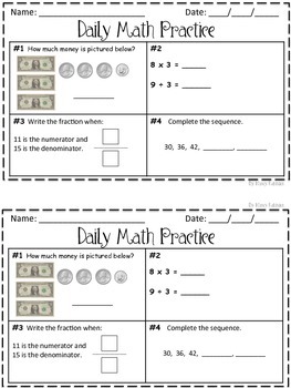 Preview of Daily Math Practice 3rd Grade Set 1