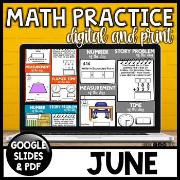 Preview of Daily Math Review Slides | JUNE | Daily Math Practice and Warm-Up