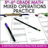 Mixed Operations Worksheets Word Problems Multiplication Practice 5th 6th Grade