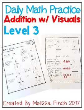 Preview of Daily Math Practice for Students with Autism- Level 3/Addition with Visuals