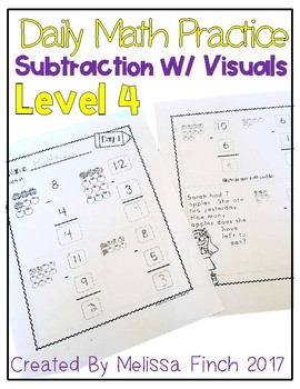 Preview of Daily Math Practice for Students with Autism- Level 4/Subtraction with Visuals