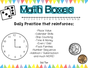 Preview of Daily Math Practice - spiral review set 2, First Grade, Special Education