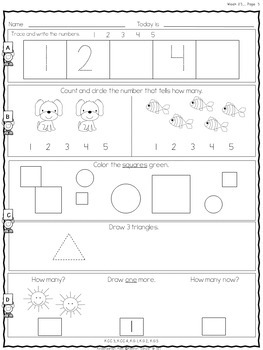 daily math kindergarten worksheets free by kathryn garcia made for learning