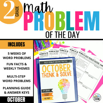 Preview of 2nd Grade Problem of the Day: Fall Challenge Math Word Problems | OCTOBER PRINT