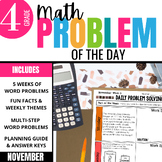 4th Grade Math Word Problem of the Day | November Math Pro