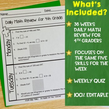 daily math review fourth grade spiral math review by