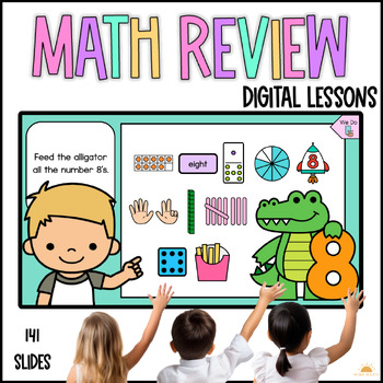 Preview of Daily Math Review Kindergarten Pre K Addition, Time, Data, Place Value, Fluency