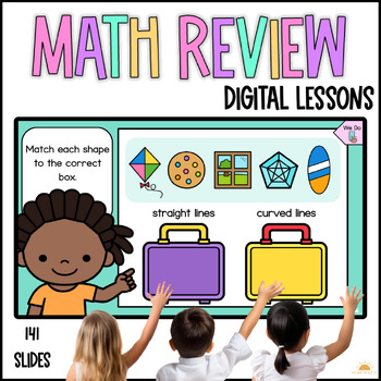 Preview of Daily Math Review Kindergarten Pre K Symmetry, Shapes, Counting, Fluency Skills