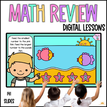 Preview of Daily Math Review Kinder, Pre K, Place Value, Colors, Addition, Time, Fluency