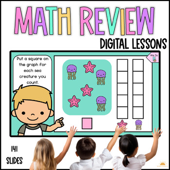 Preview of Daily Math Review Kindergarten Pre K, Data, Patterns, Addition, Time, Fluency