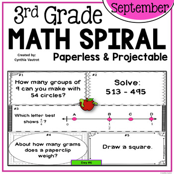 Preview of September 3rd Grade Daily Math Spiral Review No Prep Common Core Math Standards