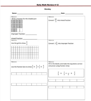 Preview of Daily Math Review Set 12 Grade 4(Includes Teacher Exemplar)