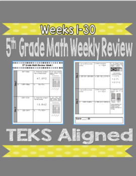Preview of Daily Math Review- TEKS Aligned- FULL YEAR INCLUDED