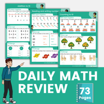 Preview of Daily Math Review Worksheets for PreK, Kindergarten and 1st Grade Morning Work