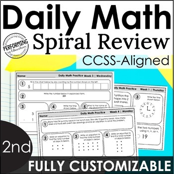 Preview of Daily Math Spiral Review for 2nd Grade | Year-Long Math Practice | Math Warm-Ups