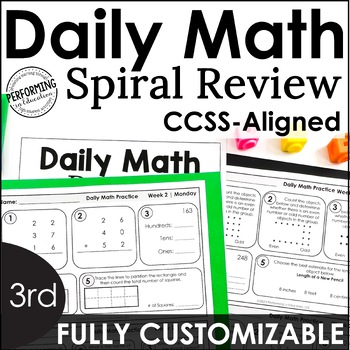 Preview of Daily Math Spiral Review for 3rd Grade | Year-Long Math Practice | Math Warm-Ups
