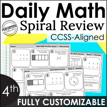 Preview of Daily Math Spiral Review for 4th Grade | Year-Long Math Practice | Math Warm-Ups