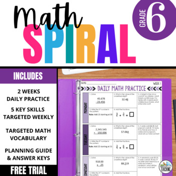 Preview of 6th Grade Math Spiral Review: Free Daily Practice Activities or Homework (2 wks)