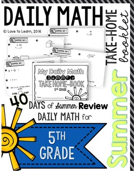 Preview of Daily Math Summer Take-Home Booklet Fifth Grade