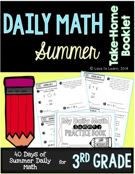 Preview of Daily Math Summer Take-Home Booklet Third Grade