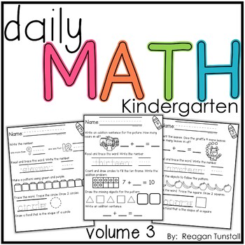 Preview of Daily Math Volume 3 Kindergarten