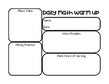 Preview of Daily Math Warm Up Template Standards Based & Differentiated