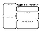 Daily Math Warm Up Template Standards Based & Differentiated