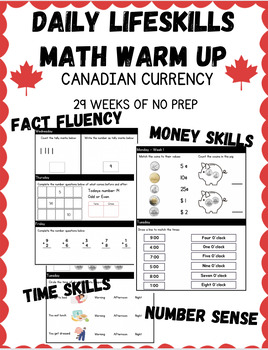 Preview of Daily Math Warm Up for Special Education and Primary/Junior Grades