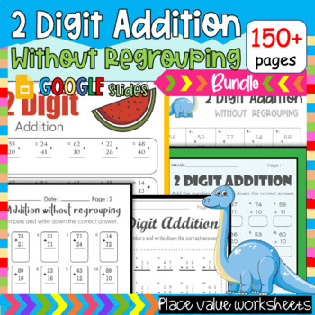 Preview of Daily Math Warm Ups 2 Digit Addition No Regrouping, Place Value Worksheets