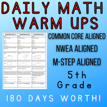 Preview of Daily Math Warm Ups Delta, Common Core, NWEA, and MSTEP Aligned