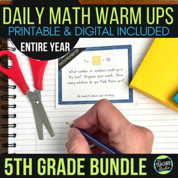 Preview of Math Warm-Ups Fifth Grade - Daily Spiral Math Review - YEAR LONG BUNDLE