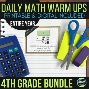 Preview of Daily Math Warm-Ups - Fourth Grade Spiral Math Review - YEARLY BUNDLE