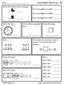 math worksheets grade 2 second trimester by shelly sitz tpt