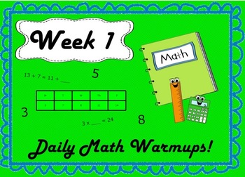 Preview of Daily Math Warm Ups Wks 1 & 2 Probability