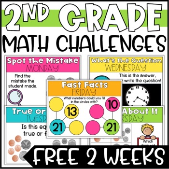Preview of Daily Math Challenges for 2nd Grade - Free 2 Weeks