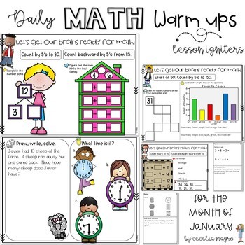 Preview of Daily Math Warm Ups for First Grade January
