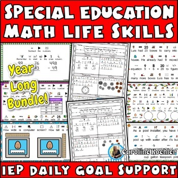 Preview of Daily Math Worksheets Autism Review Sped Life Skills Practice IEP Goals