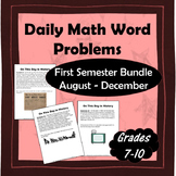 Preview of Daily Math Word Problems (Bell ringers) for First Semester