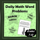 Daily Math Word Problems (Bell ringers) for MARCH
