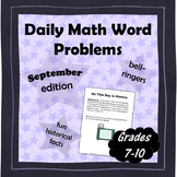 Daily Math Word Problems (Bell ringers) for SEPTEMBER