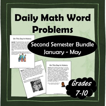 Preview of Daily Math Word Problems (Bell ringers) for Second Semester