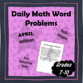 Daily Math Word Problems (Bell ringers) for APRIL