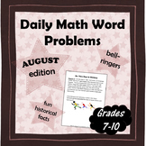 Daily Math Word Problems (Bell ringers) for AUGUST