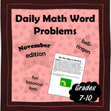 Daily Math Word Problems (Bell ringers) for NOVEMBER