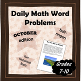 Daily Math Word Problems (Bell ringers) for OCTOBER