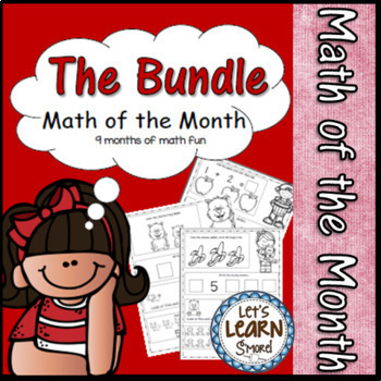 Preview of Daily Math Worksheets Bundle  9 Months of Themed Math