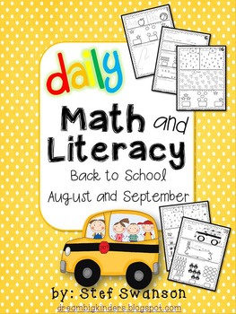 Preview of Kindergarten Morning Work - Daily Math & Literacy Back to School Aug. and Sept.