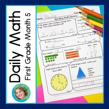 Preview of 1st Grade Daily Math Spiral Review Warm Up Morning Work January Fairy Tale Theme